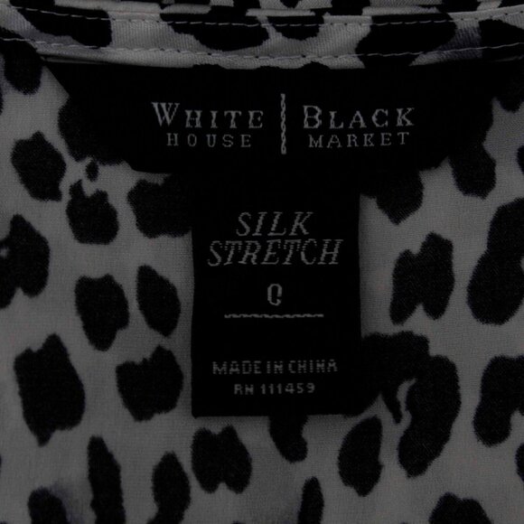 White House Black Market Sz 0 Black White Silk Stretch Lace Silk Spandex Top - Picture 7 of 8